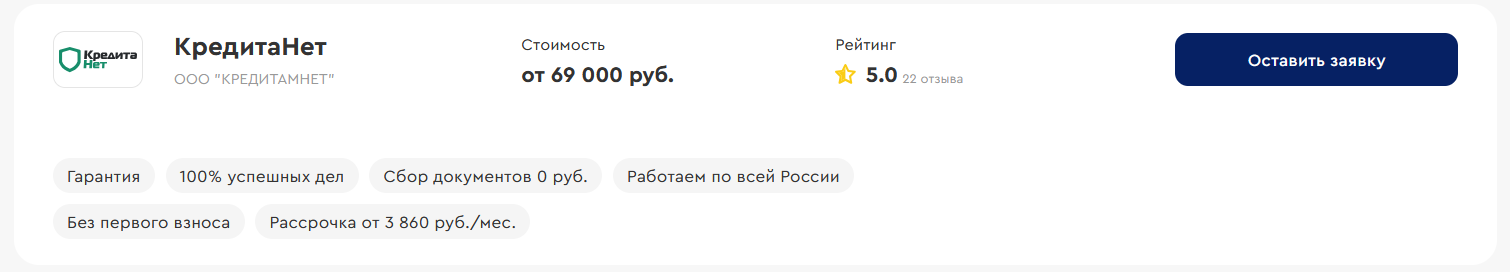 Компания КредитаНет — в обзоре фирм по банкротству физлиц в Нижневартовске по данным оценки «БФЛ.топ»
